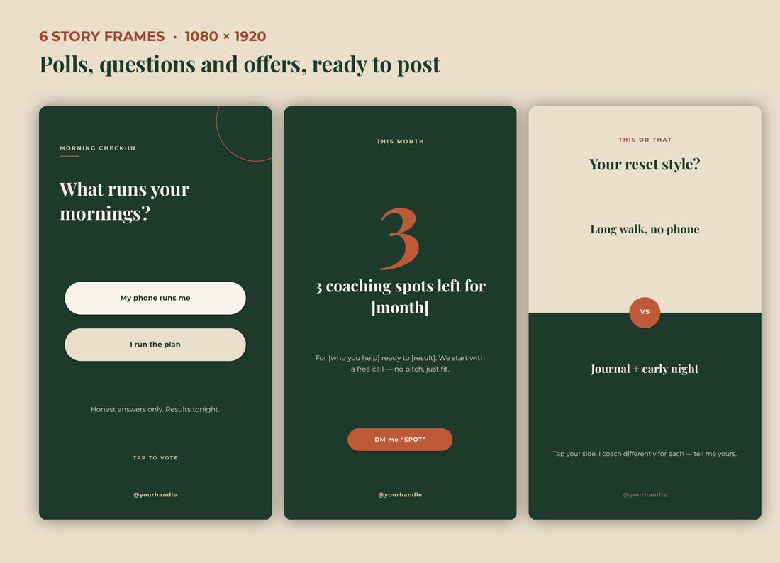 Coach & Course Creator Instagram Content Pack — 40 Templates, 60 Captions, 100 Hooks, 30-Day Calendar preview 4