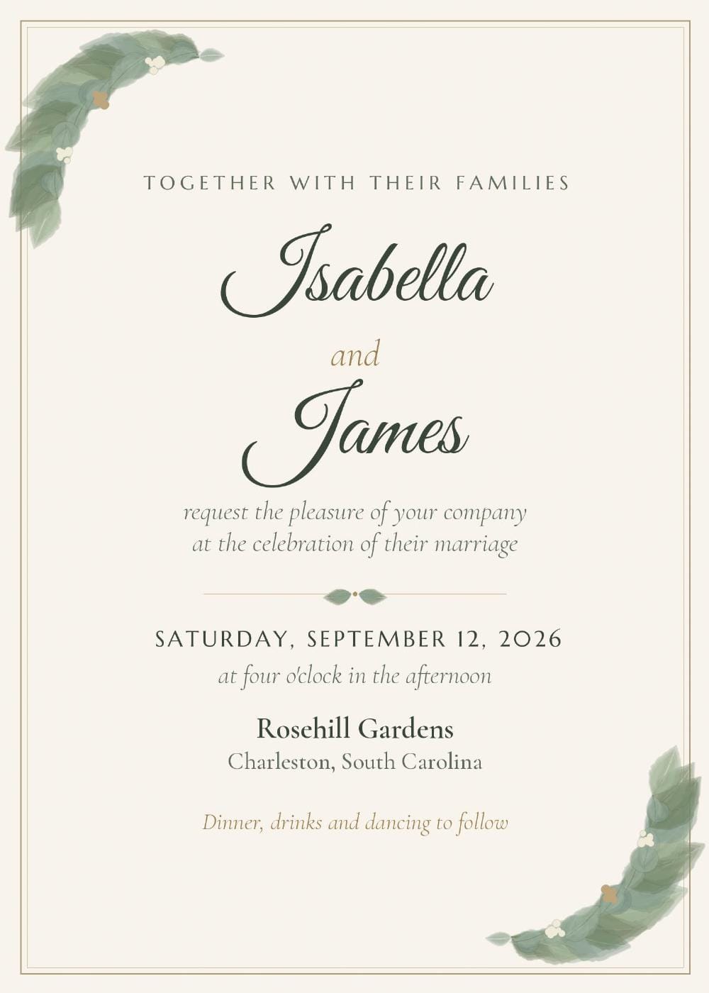 Botanical Wedding Invitation Suite — Editable Wedding Templates (Invitation, RSVP, Welcome Sign, Seating Chart, Menu, Table Numbers & Place Cards) cover